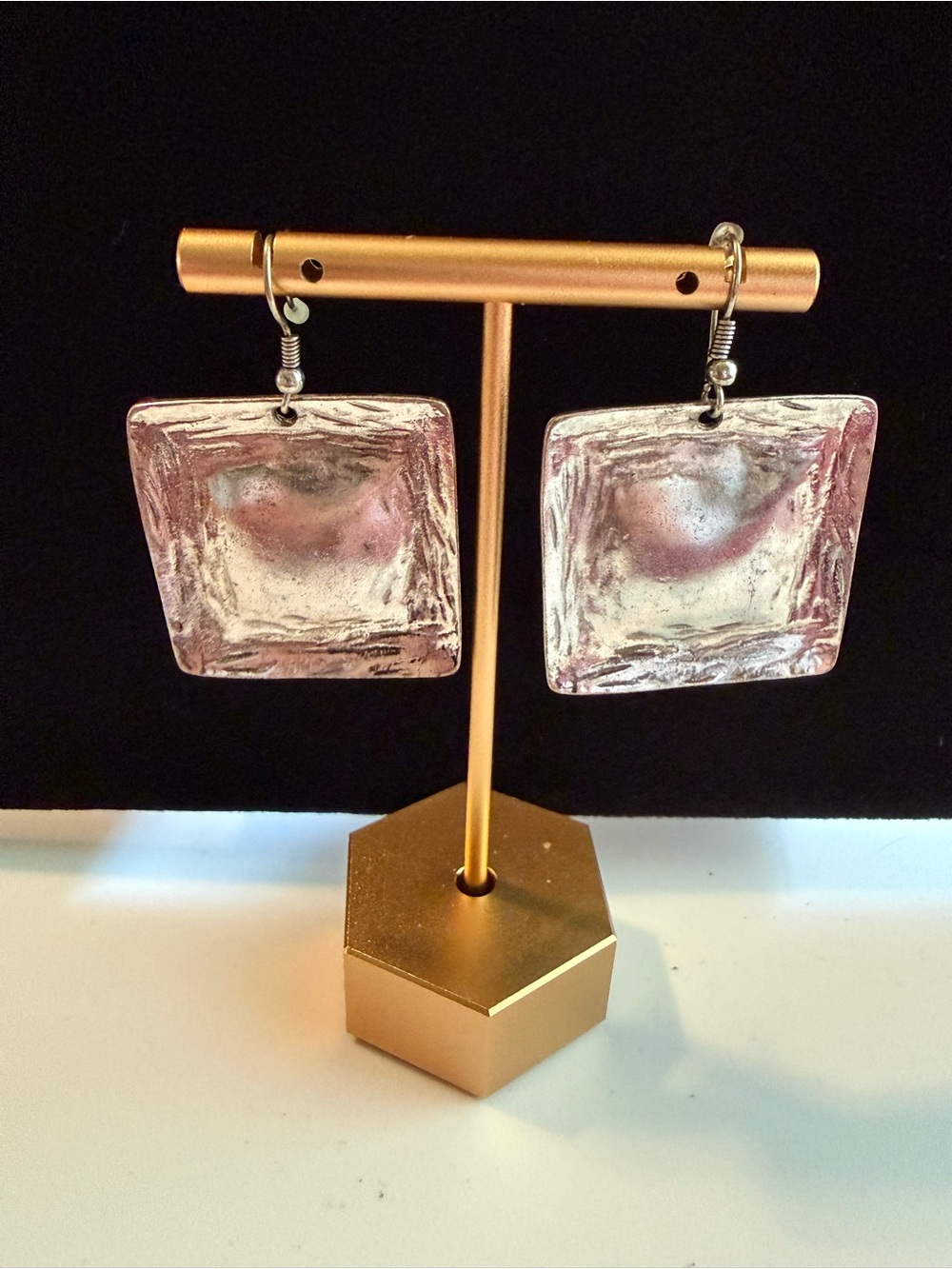 Source Unknown Vintage Silver-Tone Square Dangle Earrings